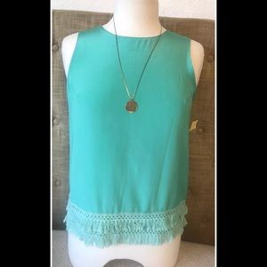 Amanda Uprichard silk tank with tassel fringe